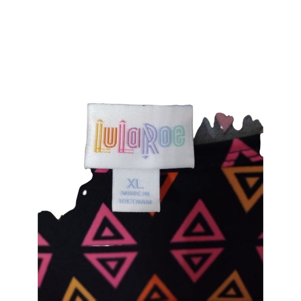 LulaRoe XL Irma Black with Pink and Orange Triangles - Picture 3 of 4